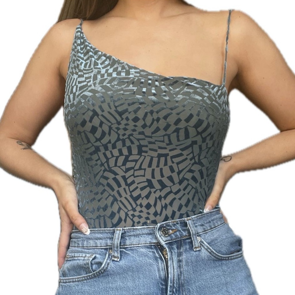 🦋Velvet Burnout Asymmetrical Low-Back bodysuit from Urban Outfitters🦋